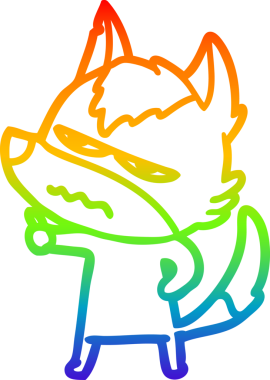 Gökkuşağı gradyan çizgi çizimi Bir insan tarafından çizilmiş rahatsız kurt