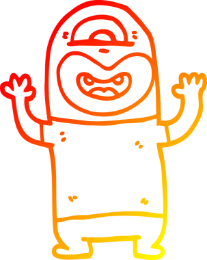 Bir insan tarafından çizilmiş bir uzaylı canavarın sıcak çizgi çizgisi.