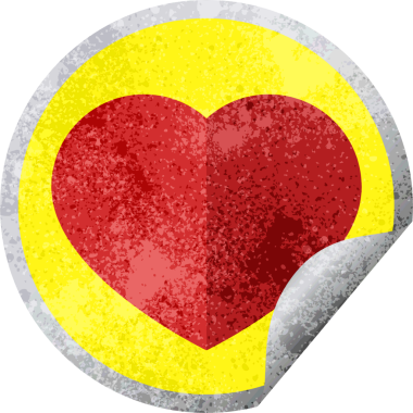 kalp sembolü grafik vektör çizimi bir insan tarafından çizilmiş dairesel etiket