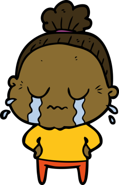 Bir insan tarafından çizilmiş ağlayan yaşlı kadın çizgi filmi.