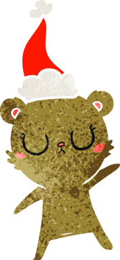 Barışçıl el, bir insan tarafından çizilmiş Noel Baba şapkası takan bir ayının eski çizgi filmini çizdi.