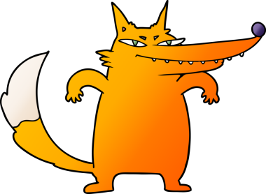 Şişko tilki çizgi film karakteri bir insan tarafından çizilmiş.