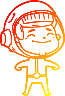 Bir insan tarafından çizilmiş mutlu bir astronotun sıcak çizgi çizimi