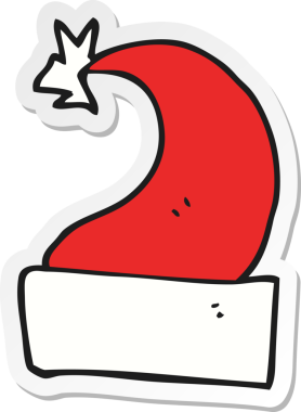 Bir insan tarafından çizilmiş bir karikatür Noel şapkasının çıkartması.