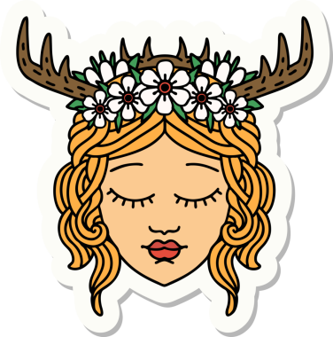 Bir insan tarafından çizilmiş bir Druid karakterinin çıkartması.