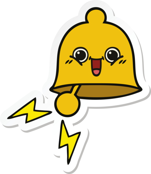 Bir insan tarafından çizilmiş sevimli bir karikatür zili çıkartması.