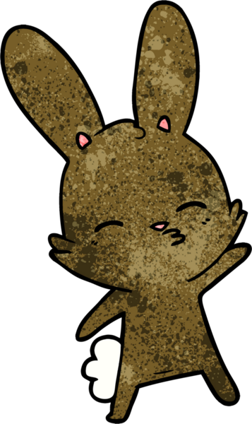 Bir insan tarafından çizilmiş meraklı tavşan çizgi filmi.