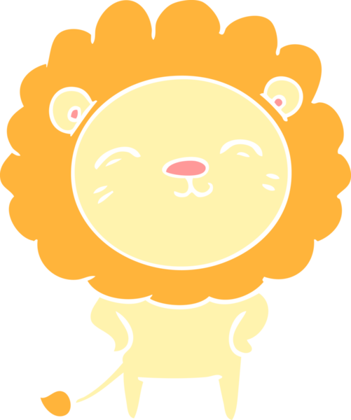 Bir insan tarafından çizilmiş düz renkli çizgi film aslanı