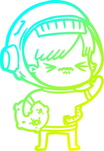 Bir insan tarafından çizilmiş kızgın bir uzay kızı çizimi.