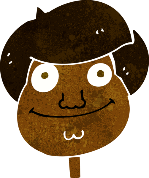 Bir insan tarafından çizilmiş mutlu çocuk yüzü.