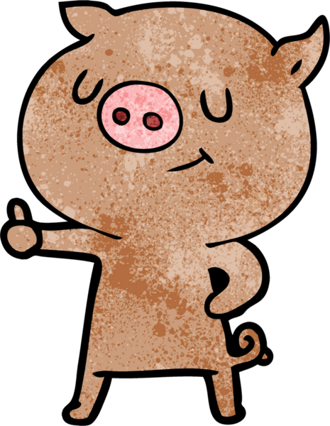 Bir insan tarafından çizilmiş mutlu çizgi film domuzu.
