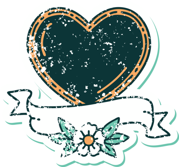 Bir insan tarafından çizilmiş kalp ve bayrağın sembolik depresif dövme şekli