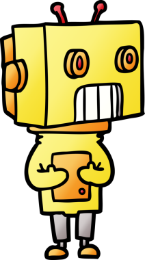 Bir insan tarafından çizilmiş çizgi film robotu