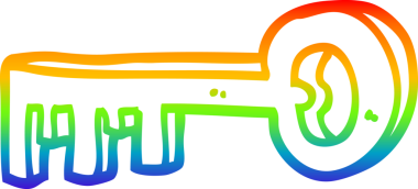 gökkuşağı gradyan çizgi çizimi bir insan tarafından çizilmiş metal bir anahtar