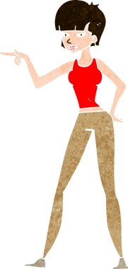 Bir insan tarafından çizilmiş çizgi film kadını.