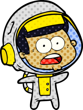 Karikatür bir insan tarafından çizilen astronotu şaşırttı.