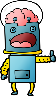 Bir insan tarafından çizilmiş çizgi film robotu