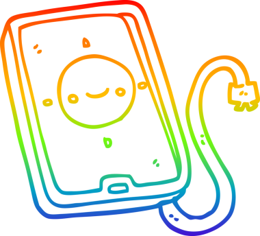 gökkuşağı gradyan çizgi çizimi bir insan tarafından çizilmiş cep telefonu aygıtı