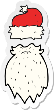 Bir insan tarafından çizilmiş Noel Baba şapkası ve sakal çıkartması.