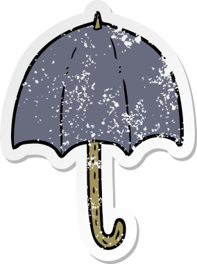 Bir insan tarafından çizilmiş karikatür şemsiyesinin sıkıntılı çıkartması