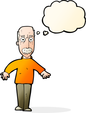 Bir insan tarafından çizilen düşünce baloncuğuyla yaşlı bir adamı sinirlendiren çizgi film.