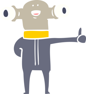 Bir insan tarafından çizilmiş düz renkli çizgi film uzaylısı.