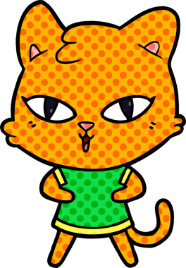 Bir insan tarafından çizilmiş çizgi film kedisi.