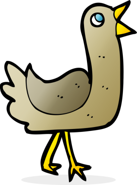 Bir insan tarafından çizilmiş çizgi film kuşu.