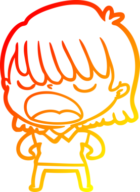 Bir insan tarafından yüksek sesle çizilmiş bir çizgi film kadını çizimi.