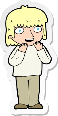 Bir insan tarafından çizilmiş heyecanlı bir karikatür çıkartması.