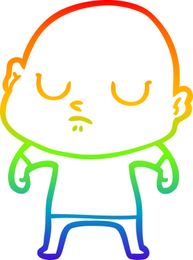 Gökkuşağı gradyan çizgisi bir insan tarafından çizilmiş kel bir adamın çizimi