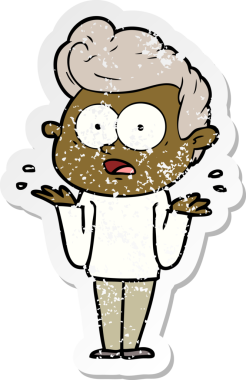 Bir insan tarafından çizilmiş, kederli bir çizgi film çıkartması.