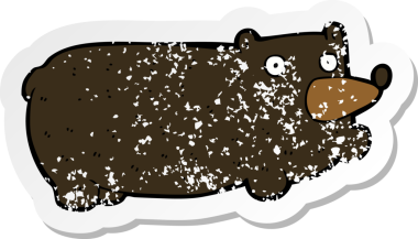 Bir insan tarafından çizilmiş komik bir çizgi film ayısının gerilimli çıkartması.