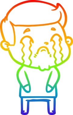 Gökkuşağı gradyan çizimi bir insan tarafından çizilmiş ağlayan bir karikatür adamı çiziyor.