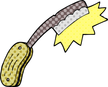 Çizgi film karalamaları bir insan tarafından çizilmiş boğazı kesiyor.