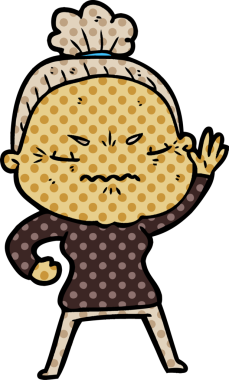 Çizgi film bir insan tarafından çizilmiş yaşlı bir kadın tarafından rahatsız edildi.