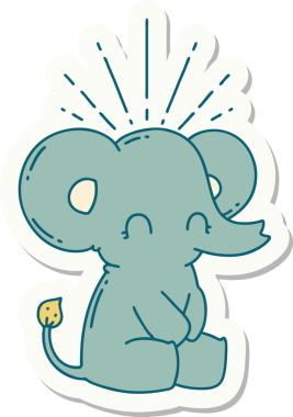 Bir insan tarafından çizilmiş dövme stili şirin bir fil.