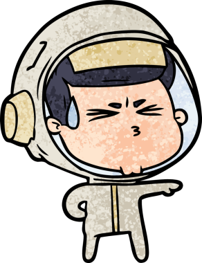 Çizgi film bir insan tarafından çizilmiş astronot.