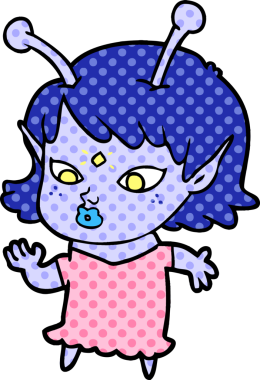 Bir insan tarafından çizilmiş güzel uzaylı kız.