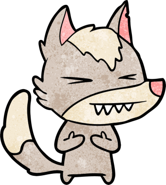 Bir insan tarafından çizilmiş kızgın kurt çizgi filmi.