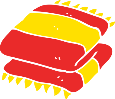 Bir insan tarafından çizilmiş katlanmış havlunun düz renk çizimi