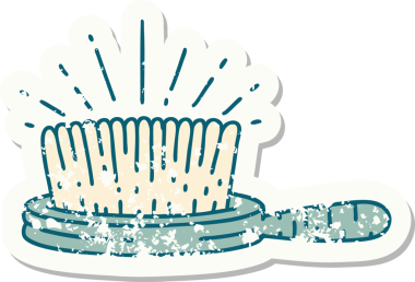 Bir insan tarafından çizilmiş dövme stili eski bir saç fırçası.