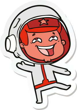 Bir insan tarafından çizilmiş mutlu uzay adamının çıkartması.