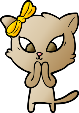 Bir insan tarafından çizilmiş çizgi film kedisi.