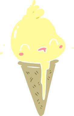 Bir insan tarafından çizilmiş şirin düz renkli çizgi film dondurması.