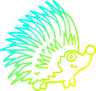 Bir insan tarafından çizilen sivri uçlu kirpinin soğuk gradyan çizimi.