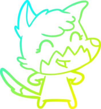 Bir insan tarafından çizilmiş mutlu bir tilkinin soğuk çizgi çizimi.