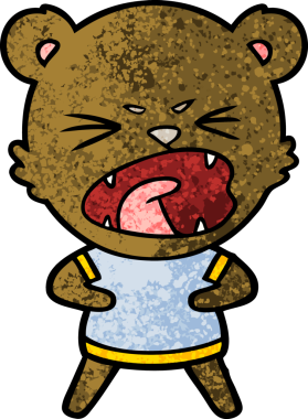 Bir insan tarafından çizilmiş kızgın çizgi film ayısı.