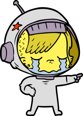Bir insan tarafından çizilmiş ağlayan astronot kız.