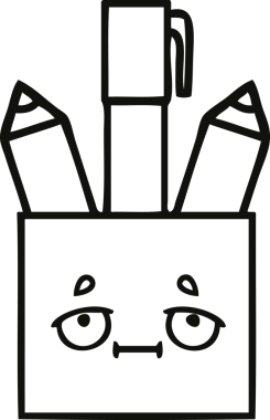 Bir insan tarafından çizilmiş kalem kabının çizgi çizimi